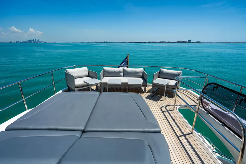 Comfortably Numb Yacht Photos Pics Luxurious deck seating on 2018 Princess Y75 Motor Yacht with ocean view.