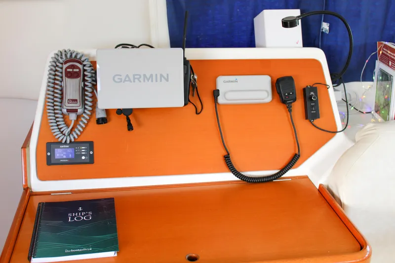 One Life Yacht Photos Pics Lagoon 410 yacht navigation station with Garmin equipment, 2002 model.