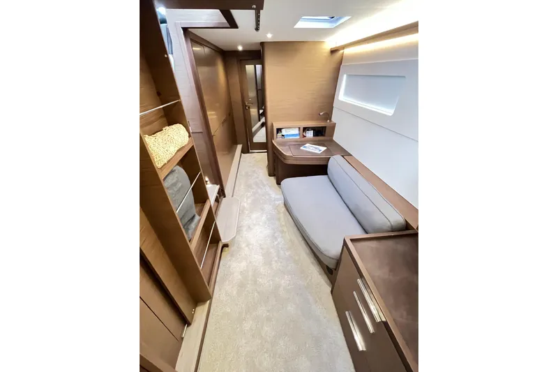 Alegr&iacute;a Yacht Photos Pics Luxurious interior of 2020 Lagoon 46 yacht with modern furnishings and ample storage.