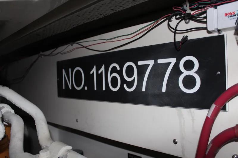 Holly Ann Yacht Photos Pics Engine room of 2005 Rampage 38 Express with registration number 1169778.