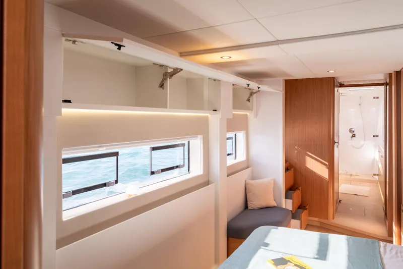  Yacht Photos Pics Luxurious interior of 2026 Bali 5.2 yacht with modern design and ocean view.