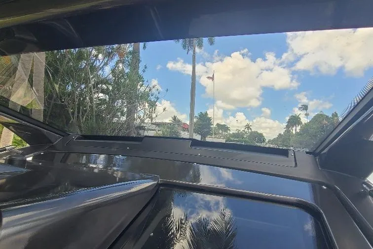  Yacht Photos Pics View from Anvera 55 yacht, showcasing sleek design and clear sky, 2016 model.