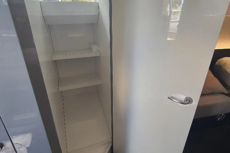  Yacht Photos Pics Interior view of 2016 Anvera 55 yacht with open storage shelves.