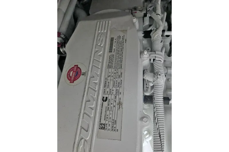  Yacht Photos Pics Engine compartment of a 2017 Sea Ray Sundancer 460 with Cummins branding.