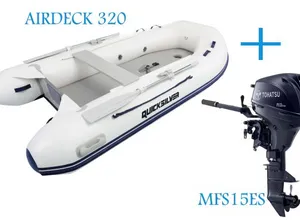 2020 QUICKSILVER &amp; Tohatsu Airdeck 320cm Inflatable Boat &amp; 15hp Outboard MFS15ES Engine Bundle