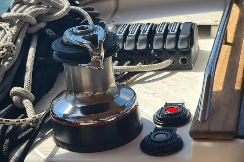  Yacht Photos Pics Winch and ropes on 2009 Jeanneau Sun Odyssey 50 DS sailboat deck.