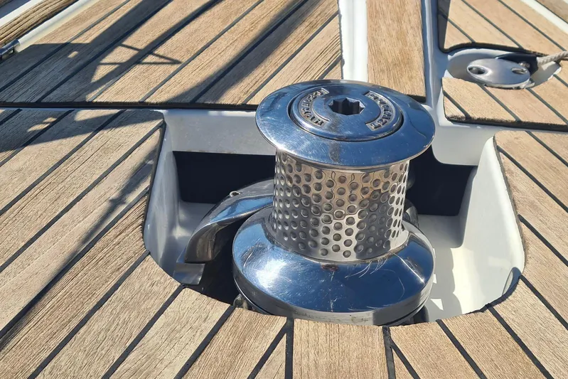  Yacht Photos Pics Deck detail of 2009 Jeanneau Sun Odyssey 50 DS sailboat with winch.