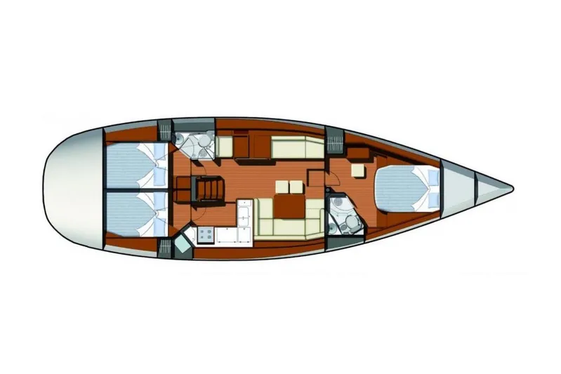  Yacht Photos Pics Floor plan of 2009 Jeanneau Sun Odyssey 50 DS sailboat, showing cabin layout and interior design.