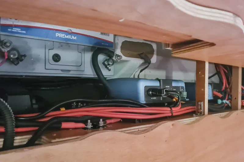  Yacht Photos Pics Electrical system inside a 2009 Jeanneau Sun Odyssey 50 DS sailboat.