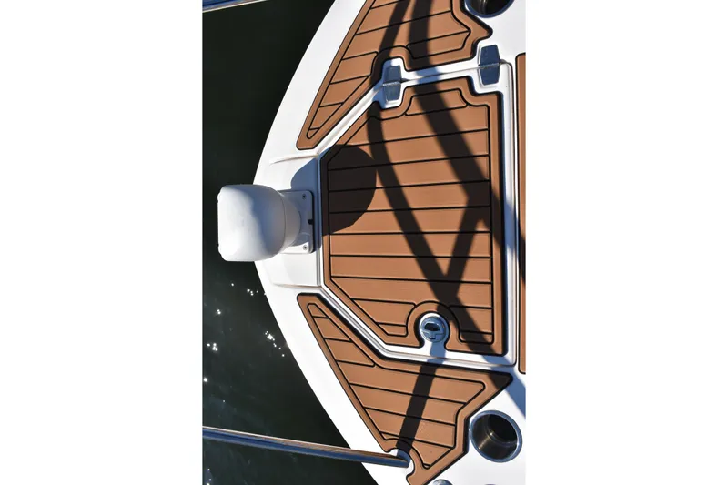  Yacht Photos Pics 2024 Regal 36 XO boat deck with brown and white design.