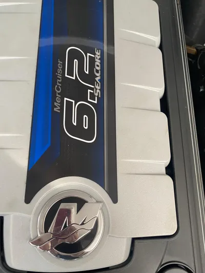 Libra Yacht Photos Pics MerCruiser 6.2L engine in a 2016 Monterey 360 Sport Coupe.