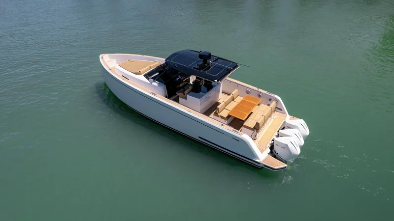  Yacht Photos Pics 2025 Pardo Yachts P38 cruising on calm waters, showcasing sleek design and powerful engines.