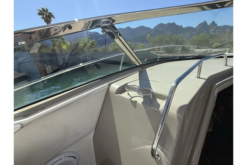  Yacht Photos Pics 2011 Sea Ray 370 Sundancer boat interior with scenic mountain view.