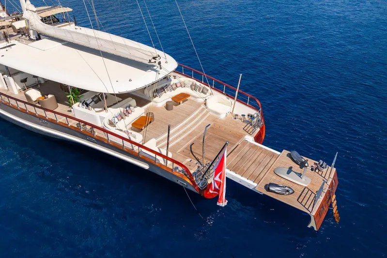 The Langley Yacht Photos Pics Luxurious 2009 Aegean Yacht 3 Mast Schooner on serene blue waters.