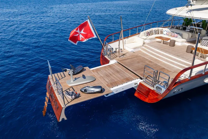 The Langley Yacht Photos Pics Luxurious 2009 Aegean Yacht 3 Mast Schooner with spacious deck and water sports equipment.