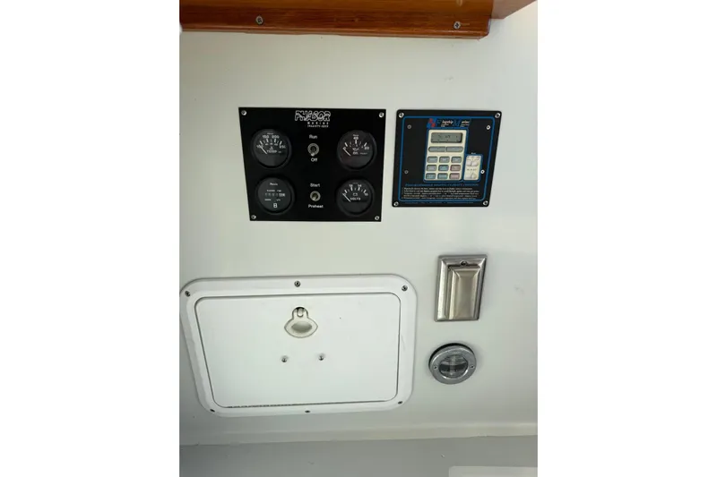 Lark Yacht Photos Pics Control panel of a 2000 Little Harbor Whisper Jet 34 boat.