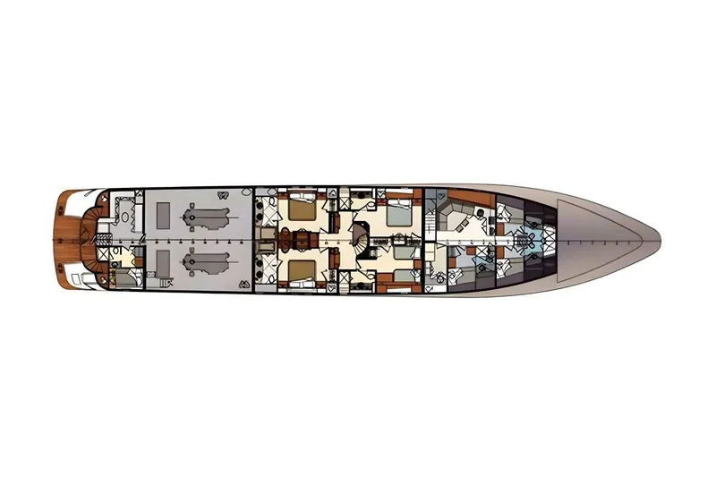 True Love Yacht Photos Pics Floor plan of a 2003 Trinity Yachts motoryacht, showcasing detailed interior layout.