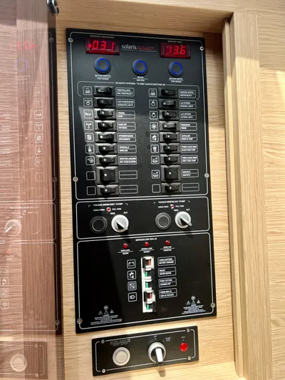  Yacht Photos Pics Electrical control panel of 2024 Solaris Power 44 Open yacht.