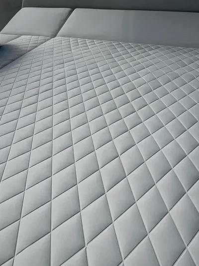  Yacht Photos Pics Quilted upholstery detail on 2024 Solaris Power 44 Open yacht.