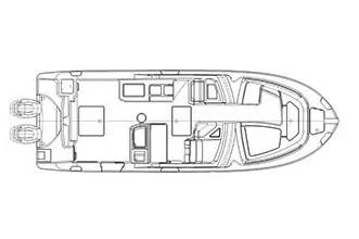  Yacht Photos Pics Manufacturer Provided Image: Top view schematic of a 2021 Edgewater 262CX Crossover boat layout.