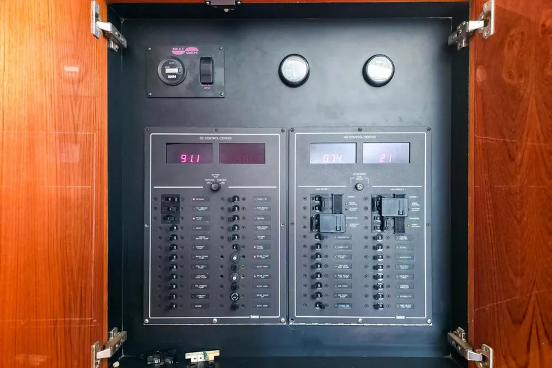  Yacht Photos Pics Electrical control panel on a 2005 Buddy Davis 35' Express boat.