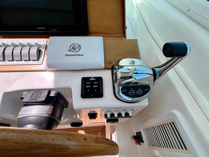  Yacht Photos Pics Control panel of a 2014 Back Cove Downeast 37 boat with VesselView display.