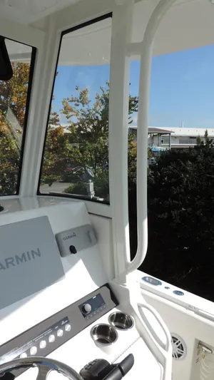  Yacht Photos Pics 2024 Regulator 23 Center Console interior with Garmin navigation system.