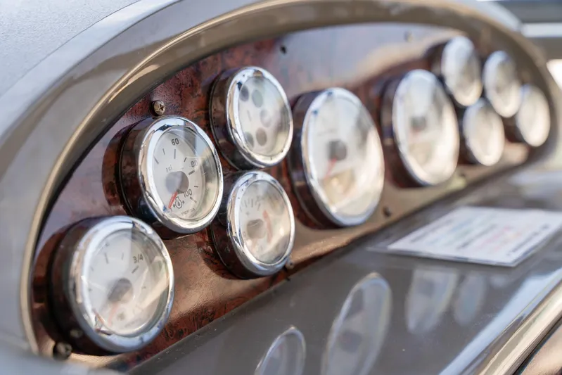  Yacht Photos Pics Dashboard of 2008 Regal Commodore 4060 boat with multiple gauges and dials.