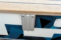 Close-up of Puffin 30 Sloop 2012, featuring deck detail and geometric hull design.