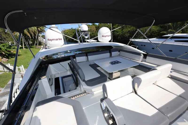  Yacht Photos Pics Luxurious 2019 Galeon 650 Sky yacht with spacious seating and Raymarine equipment.