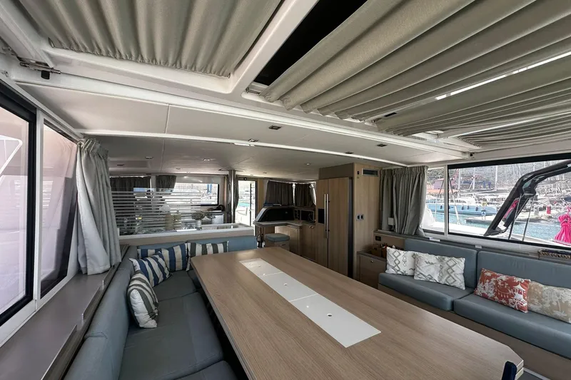 Yacht Photos Pics Luxurious interior of 2019 Bali 5.4 yacht with spacious seating and modern design.