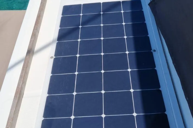  Yacht Photos Pics Solar panel on 2019 Bali 5.4 yacht deck, partially shaded.