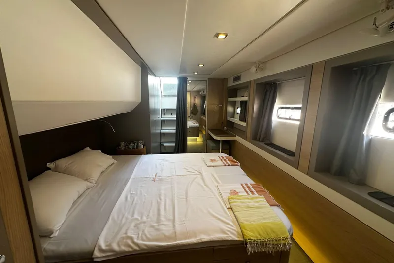  Yacht Photos Pics Luxurious bedroom interior of 2019 Bali 5.4 yacht with modern design and cozy ambiance.