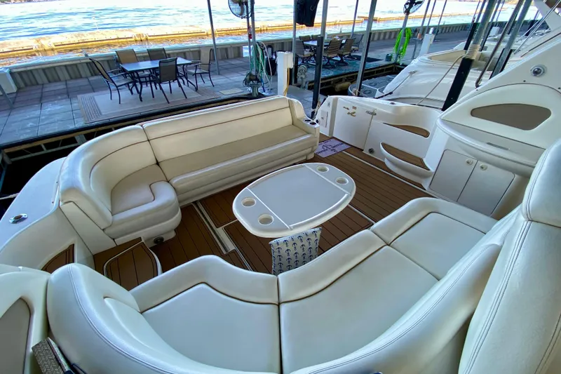  Yacht Photos Pics Luxurious 1999 Sea Ray 460 Sundancer yacht interior with plush seating and elegant design.