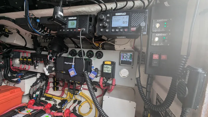  Yacht Photos Pics Electrical system and control panel inside a 2021 Vela 368 Center Console boat.