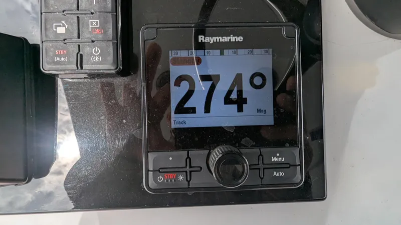  Yacht Photos Pics Raymarine navigation display showing 274 degrees on Vela 368 Center Console, 2021 model.