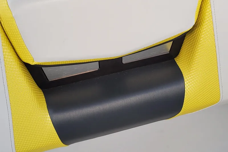  Yacht Photos Pics 2024 Scarab 285 Wake ID seat detail with yellow and black textured design.