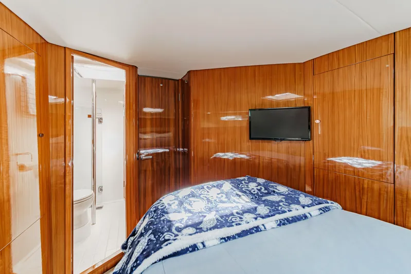 Reel Rodeo Yacht Photos Pics Luxurious cabin interior of 2014 Maritimo 470 Offshore Convertible yacht.