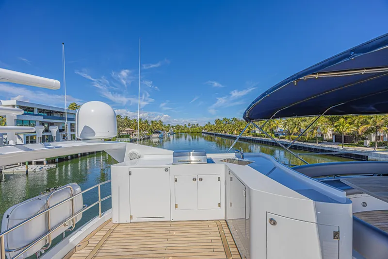 Big Chubby Xl Yacht Photos Pics Luxurious 2006 Sunseeker 75 Yacht deck with scenic waterfront view.