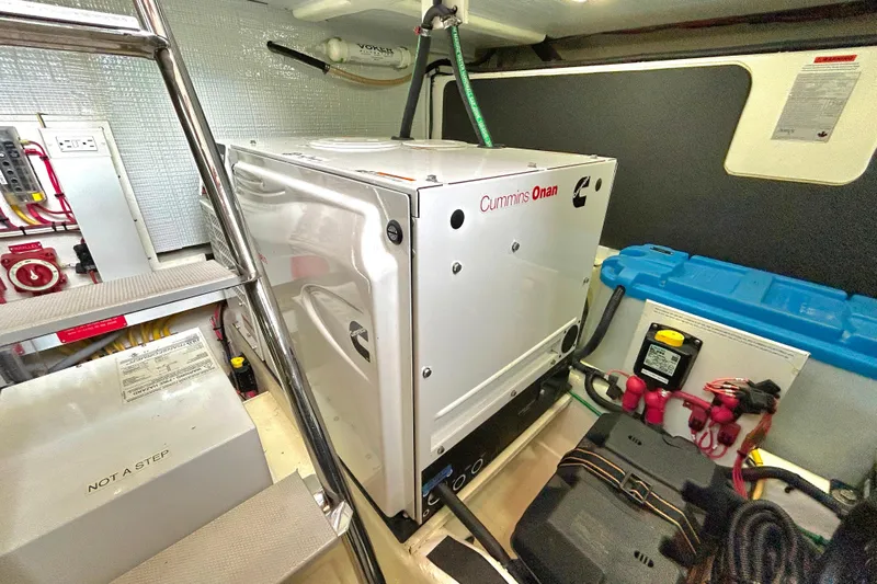  Yacht Photos Pics Engine room of 2017 Sabre 42 Salon Express with Cummins Onan generator.