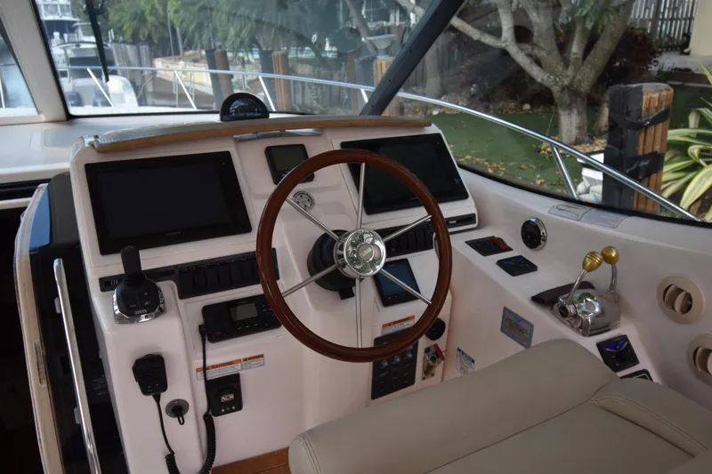  Yacht Photos Pics 2008 Tiara Yachts 39 Sovran helm with modern navigation equipment and controls.