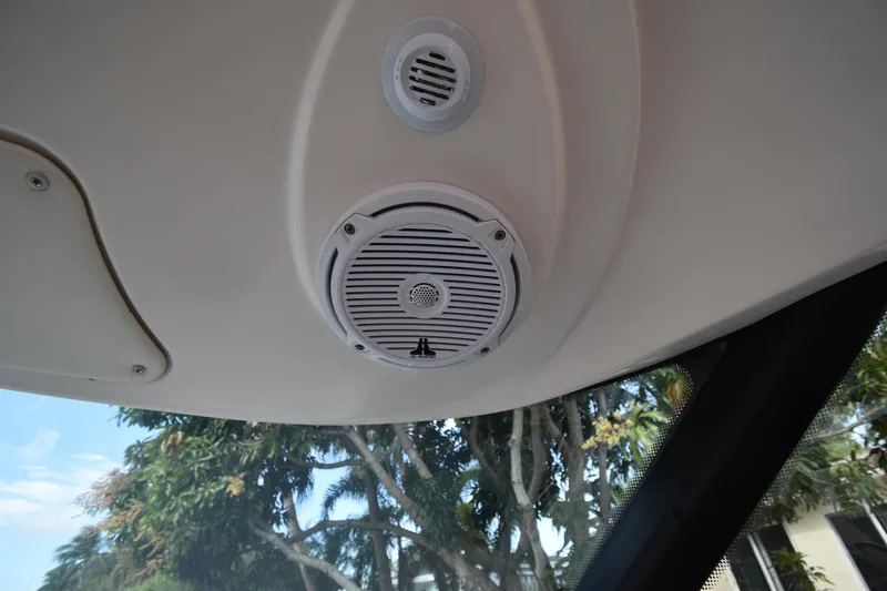  Yacht Photos Pics Ceiling speaker system on 2008 Tiara Yachts 39 Sovran, with outdoor view.