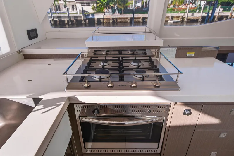  Yacht Photos Pics Modern kitchen in 2022 Leopard 45 yacht with Miele stove and oven.