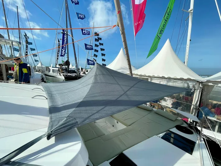 Tbd Yacht Photos Pics Sailboat with sunshade at marina, featuring Bali CATSMART 2026 model.