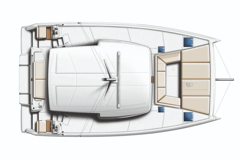 Tbd Yacht Photos Pics Top view of 2026 Bali CATSMART boat layout with seating and cabin areas.