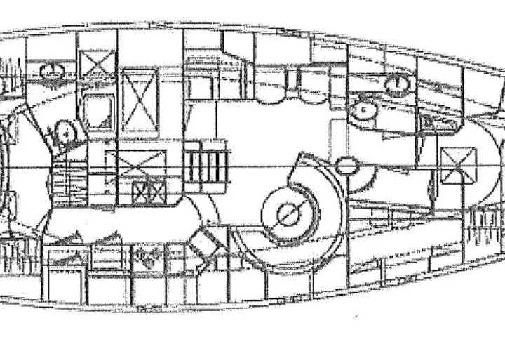 Majestic Yacht Photos Pics Floor plan of 2006 Tayana 58 Deck Salon yacht, showcasing interior layout and design.