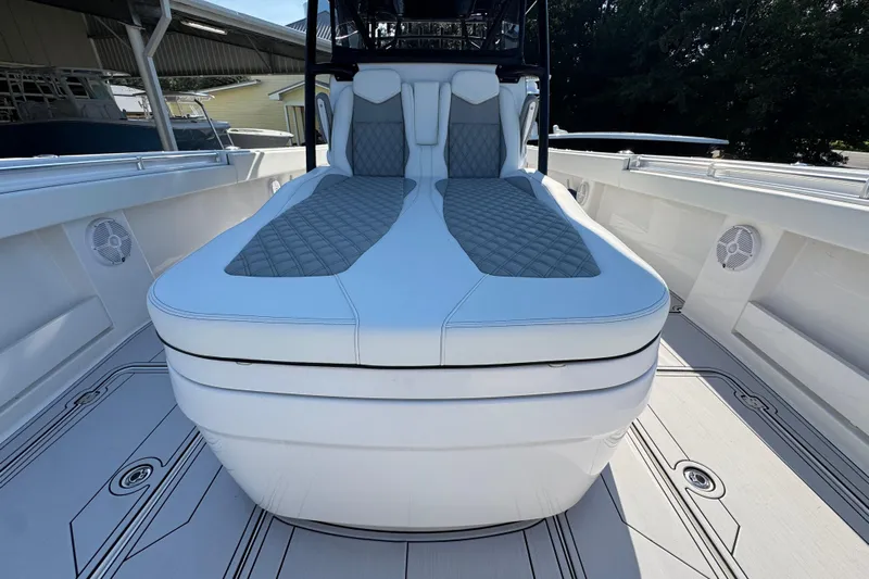  Yacht Photos Pics 2023 Invincible 35 Catamaran with luxurious seating and modern design.