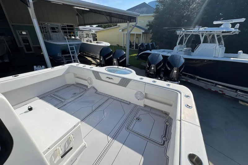  Yacht Photos Pics 2023 Invincible 35 Catamaran with spacious deck and powerful Mercury engines.