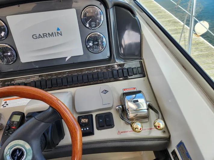  Yacht Photos Pics Control panel of a 2006 Sea Ray 38 Sundancer with Garmin navigation system.