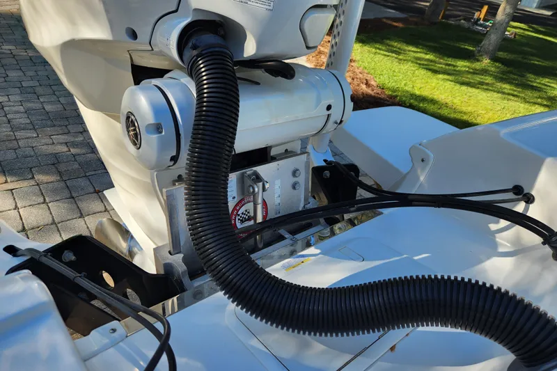  Yacht Photos Pics 2020 Caymas 28 HB boat engine detail with cables and components.